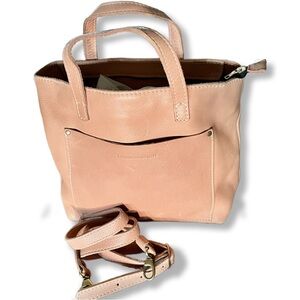SOLD!!! Portland Leather Goods Classic Zipper Tote – Blush Pink Leather w/ Strap